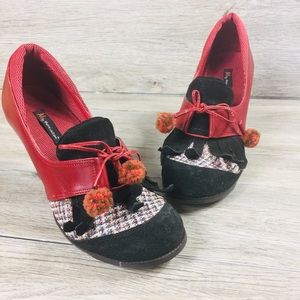 M by Morenatom red funky pom pom heels